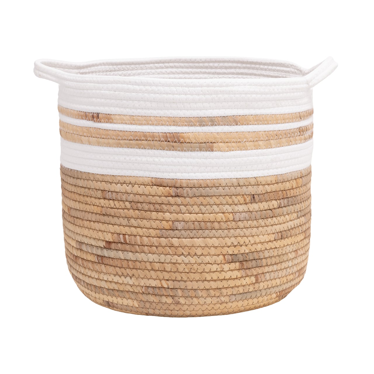 Panier rond de taille moyenne en jacinthe d’eau et corde Seville Classics